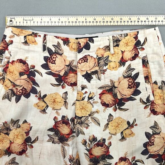 Peruvian Connection Pants Women 10 Cream Wide Leg Preppy Boho Cottagecore Floral - Picture 3 of 13